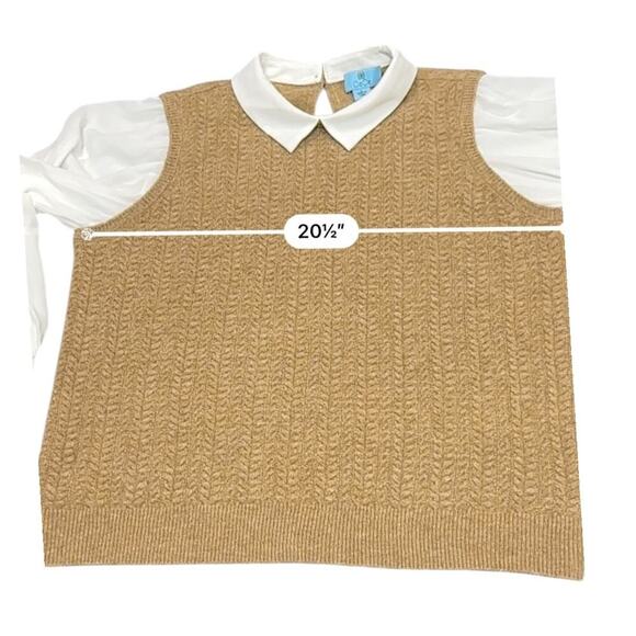 CeCe Vest Sweater Women's L Brown Collared Blouson-Sleeve Back Keyhole Acrylic - Picture 4 of 6